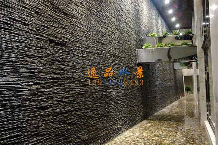 室內酒店板巖水幕墻制作施工