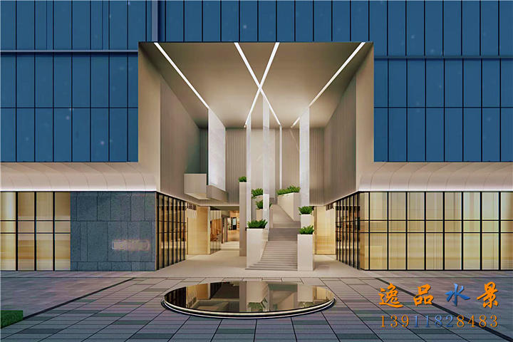 商場金屬網水幕流水景觀設計效果圖